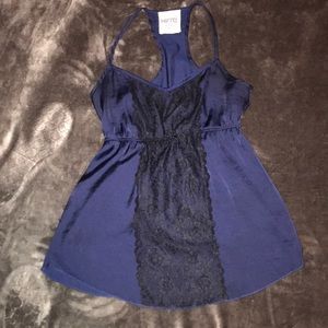 Kirra Sz S Navy/Black lace detail, racerback tank